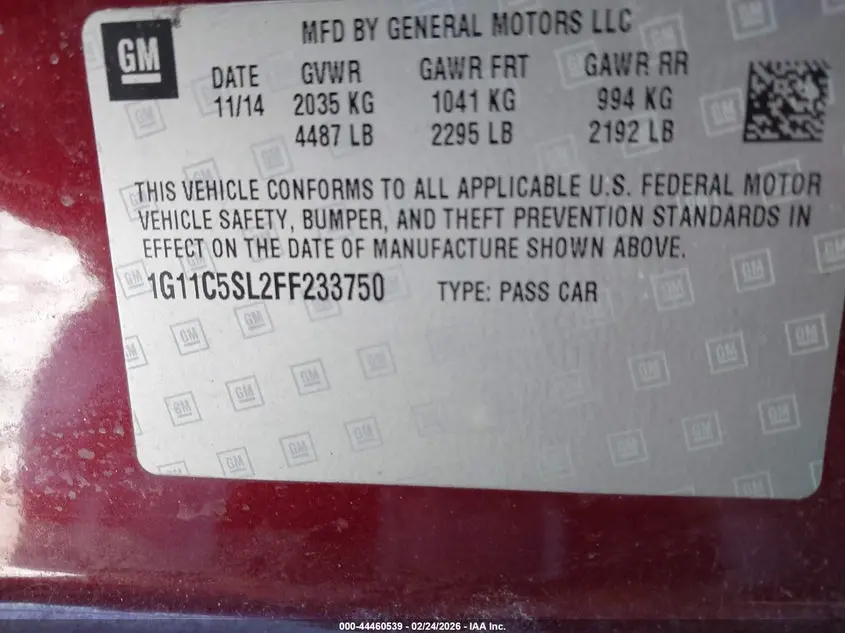 2015 CHEVROLET MALIBU 1LT