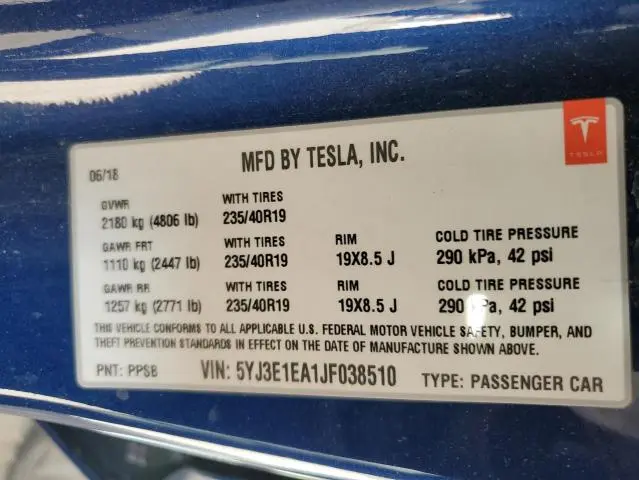 2018 TESLA MODEL 3 