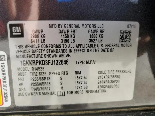 2015 GMC ACADIA SLE  