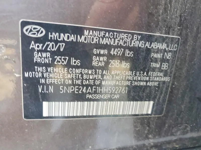 2017 HYUNDAI SONATA SE  