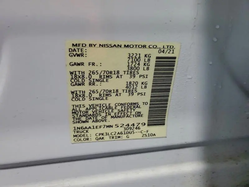 2021 NISSAN TITAN SV  