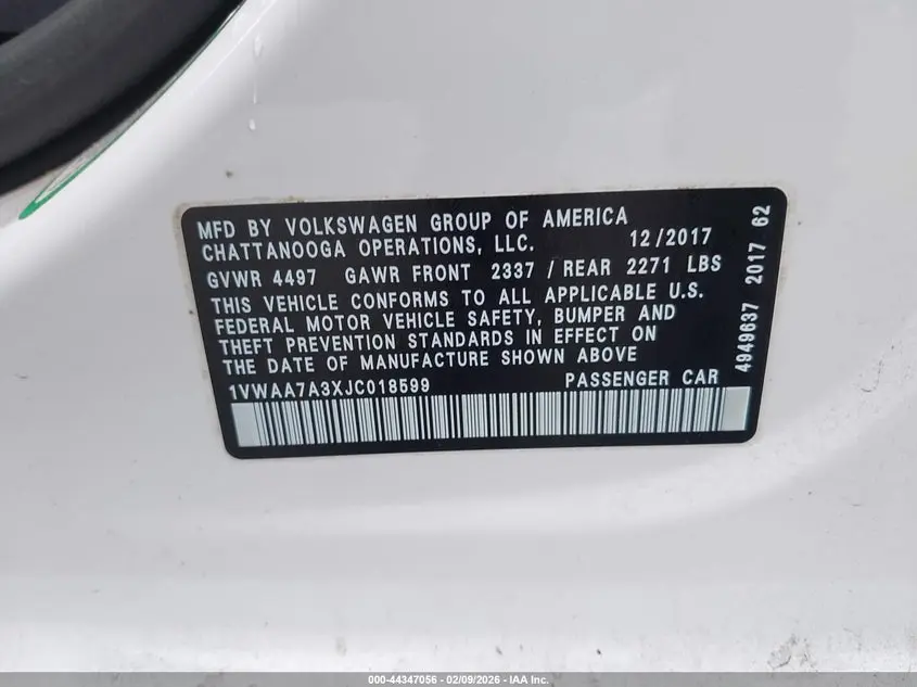 2018 VOLKSWAGEN PASSAT 2.0T R-LINE/2.0T S