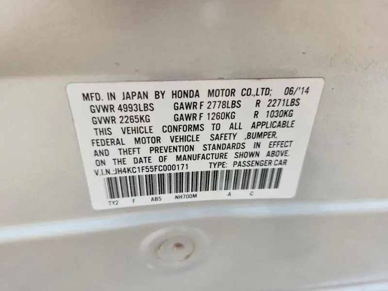 2015 ACURA RLX TECH  