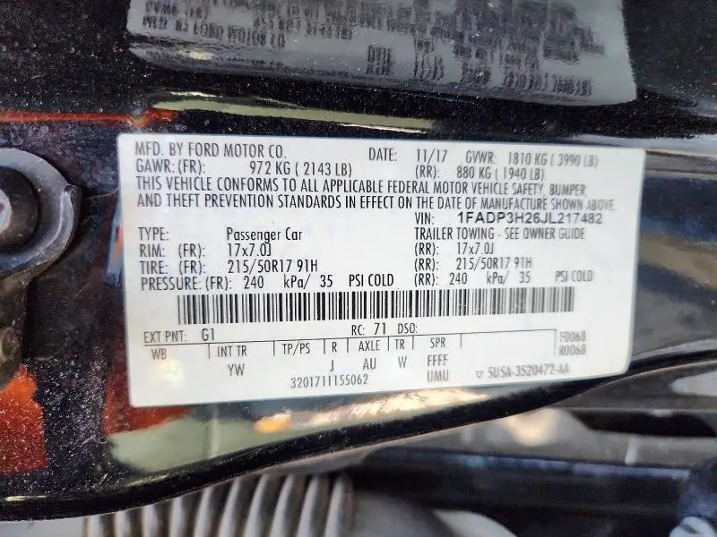 2018 FORD FOCUS SEL  