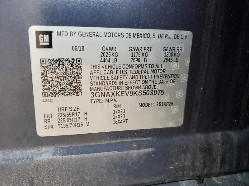 2019 CHEVROLET EQUINOX LT  