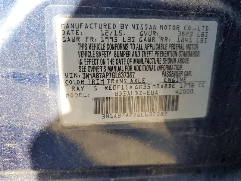 2016 NISSAN SENTRA SV  