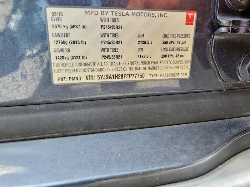 2015 TESLA MODEL S 85D  