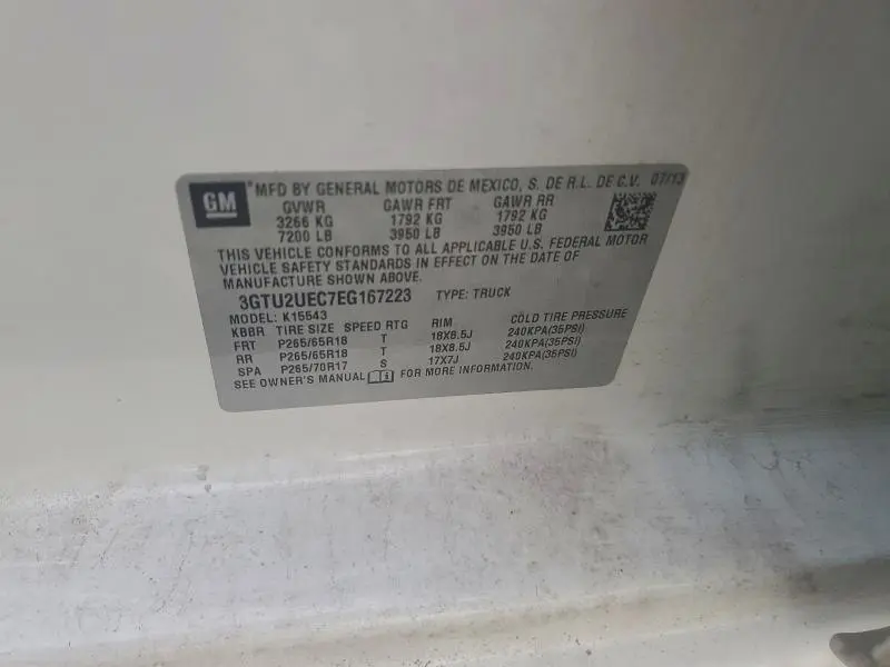 2014 GMC SIERRA K1500 SLE  