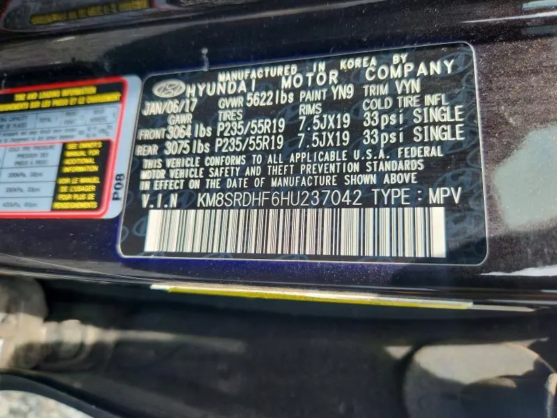 2017 HYUNDAI SANTA FE SE ULTIMATE  