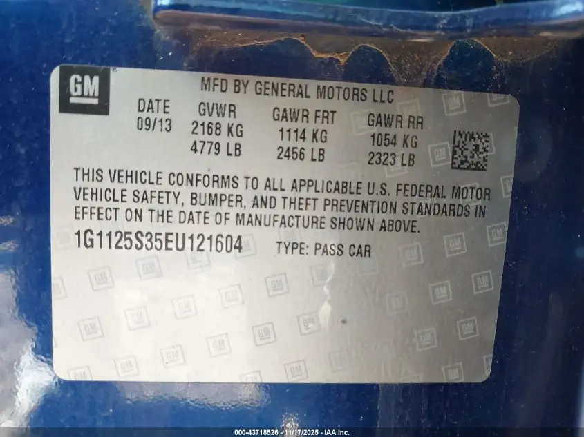 2014 CHEVROLET IMPALA 2LT