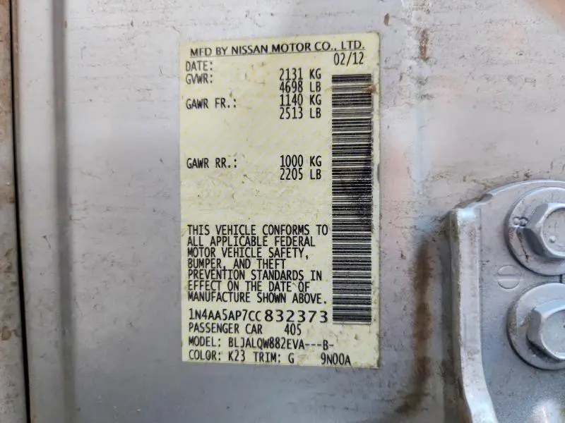 2012 NISSAN MAXIMA 3.5 S  