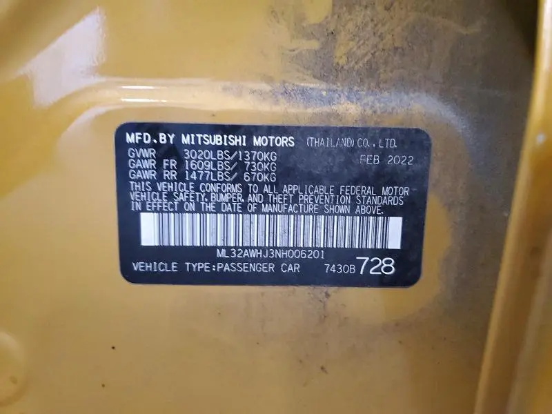 2022 MITSUBISHI MIRAGE SE  