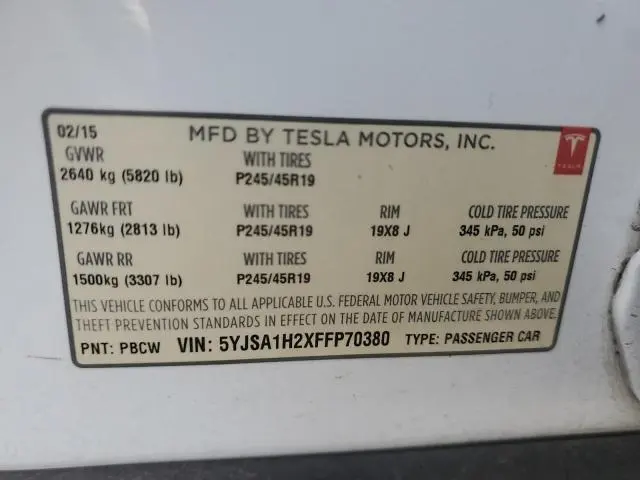 2015 TESLA MODEL S 85D  