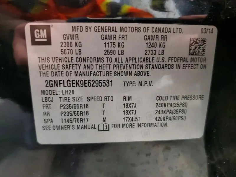 2014 CHEVROLET EQUINOX LT  
