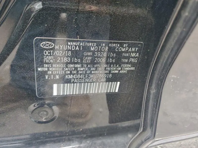 2019 HYUNDAI ELANTRA SEL  