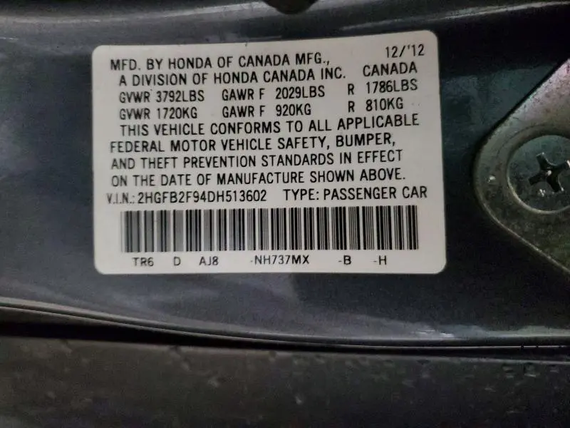 2013 HONDA CIVIC EXL  