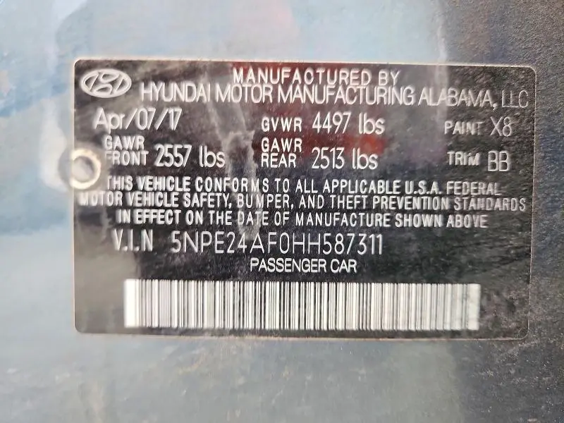 2017 HYUNDAI SONATA SE  