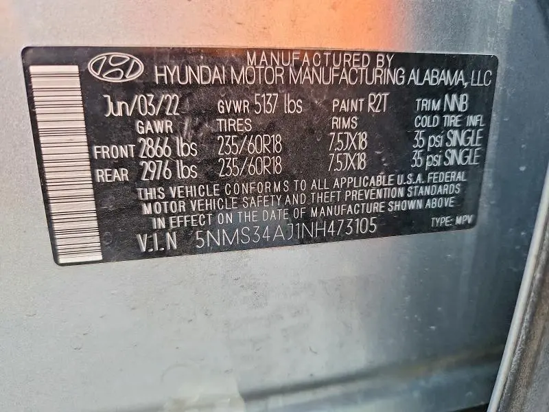 2022 HYUNDAI SANTA FE SEL  