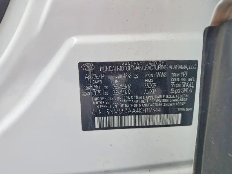 2019 HYUNDAI SANTA FE ULTIMATE 2.0T  