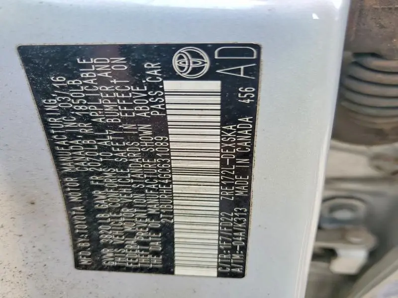 2016 TOYOTA COROLLA L  