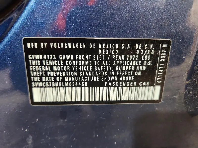 2020 VOLKSWAGEN JETTA S  