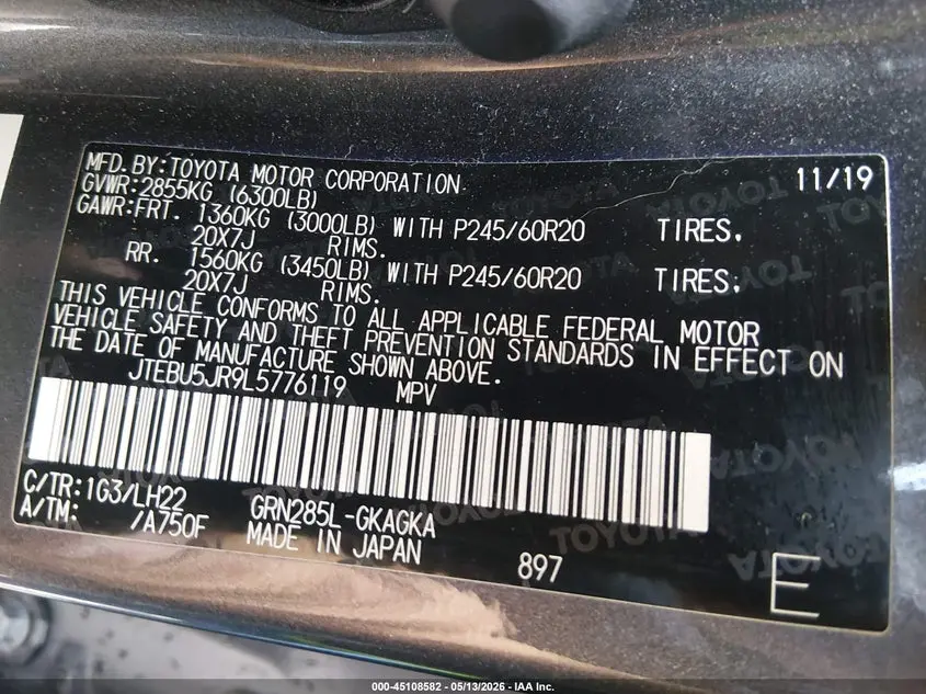2020 TOYOTA 4RUNNER NIGHTSHADE SPECIAL EDITION