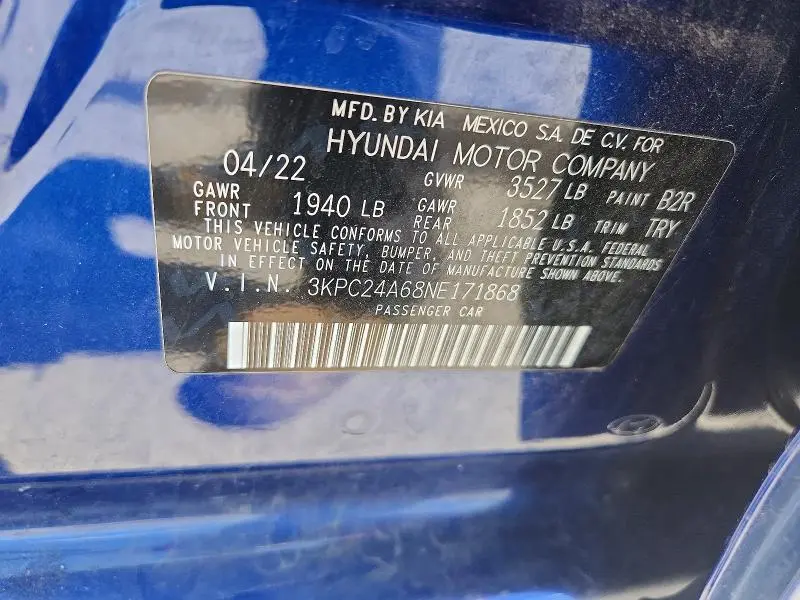 2022 HYUNDAI ACCENT SE  
