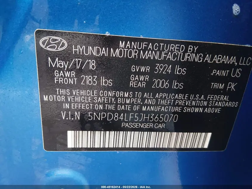 2018 HYUNDAI ELANTRA SEL