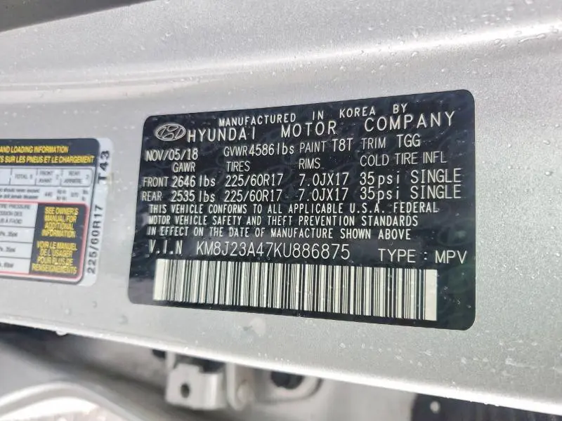 2019 HYUNDAI TUCSON SE  