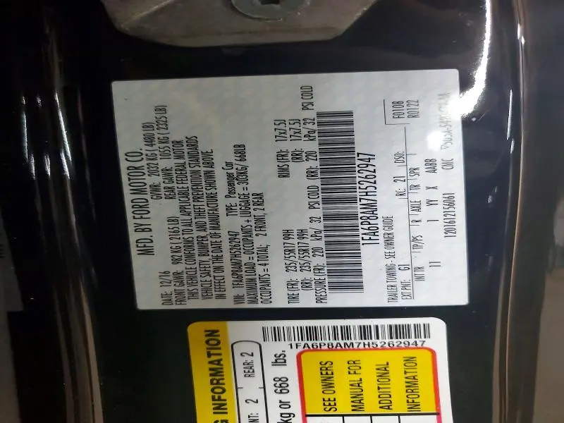 2017 FORD MUSTANG BASE  