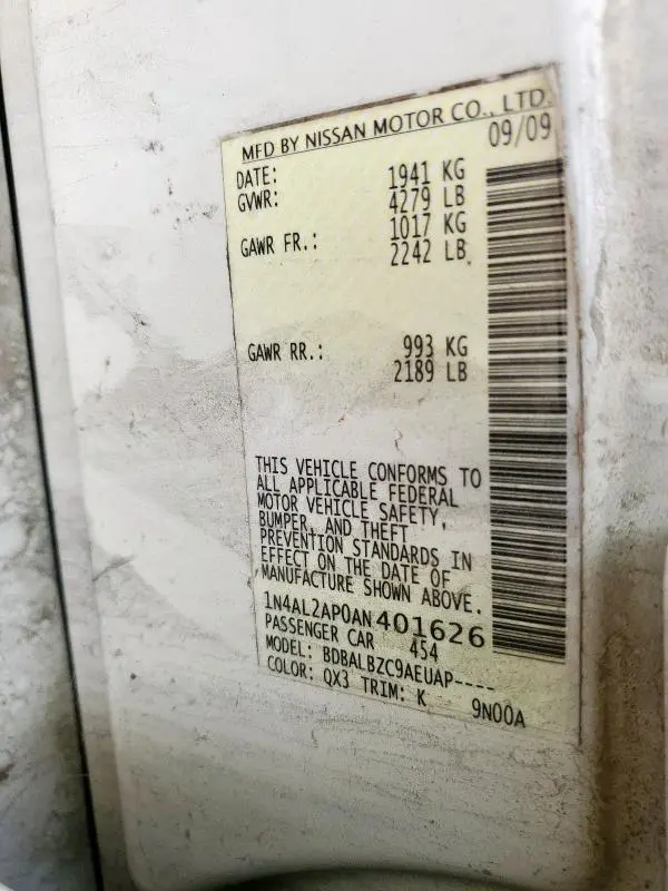 2010 NISSAN ALTIMA BASE  