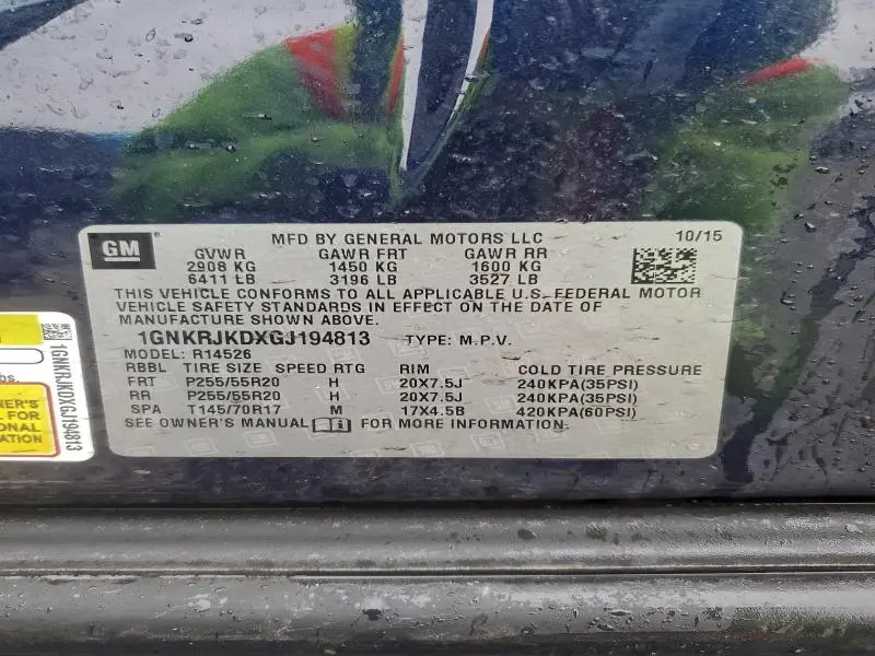 2016 CHEVROLET TRAVERSE LTZ  