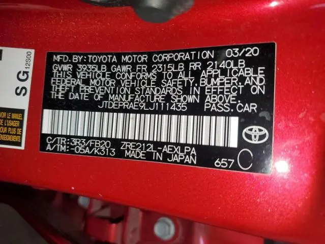 2020 TOYOTA COROLLA LE