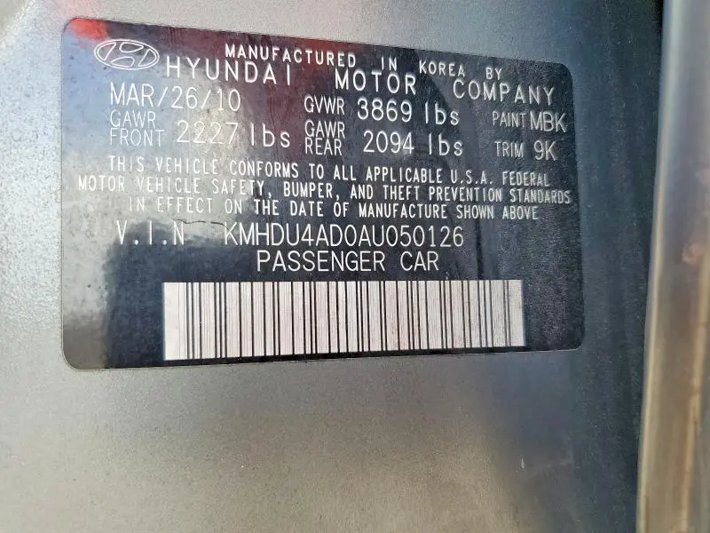 2010 HYUNDAI ELANTRA GLS  