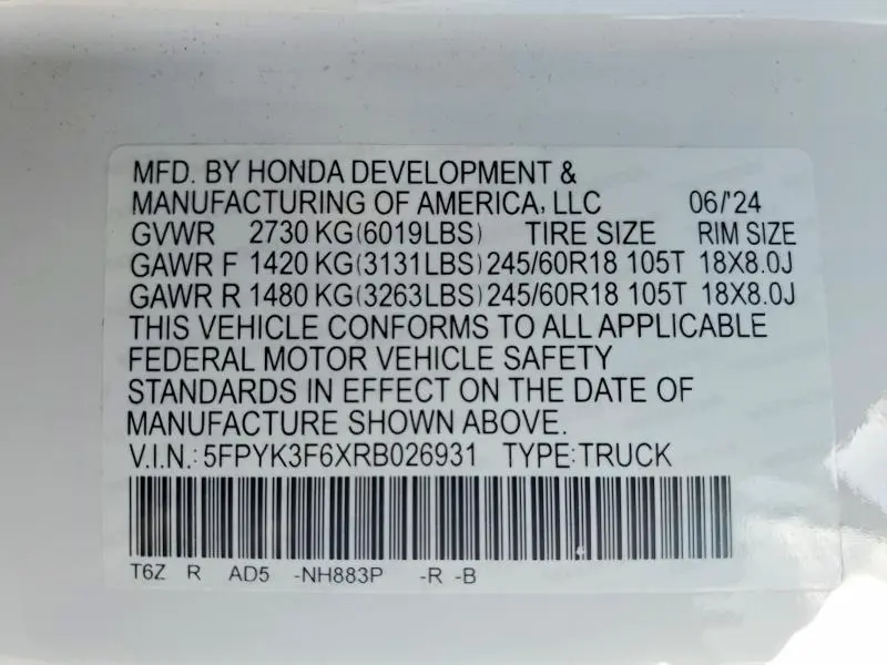 2024 HONDA RIDGELINE TRAIL SPORT  