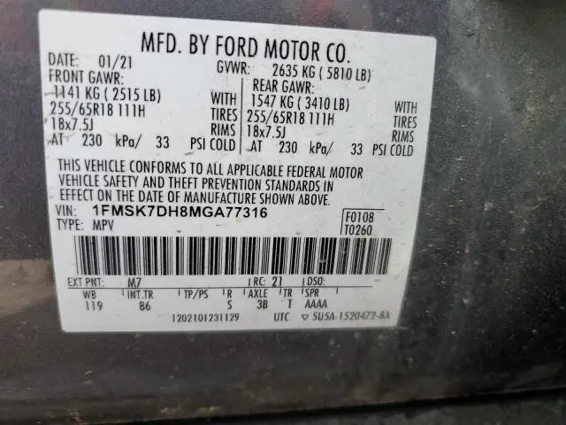 2021 FORD EXPLORER XLT  