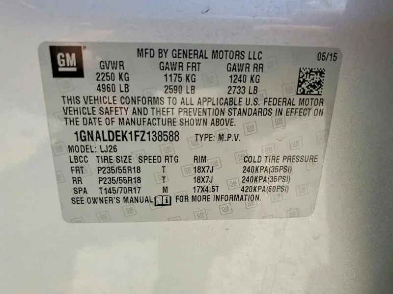 2015 CHEVROLET EQUINOX LTZ  