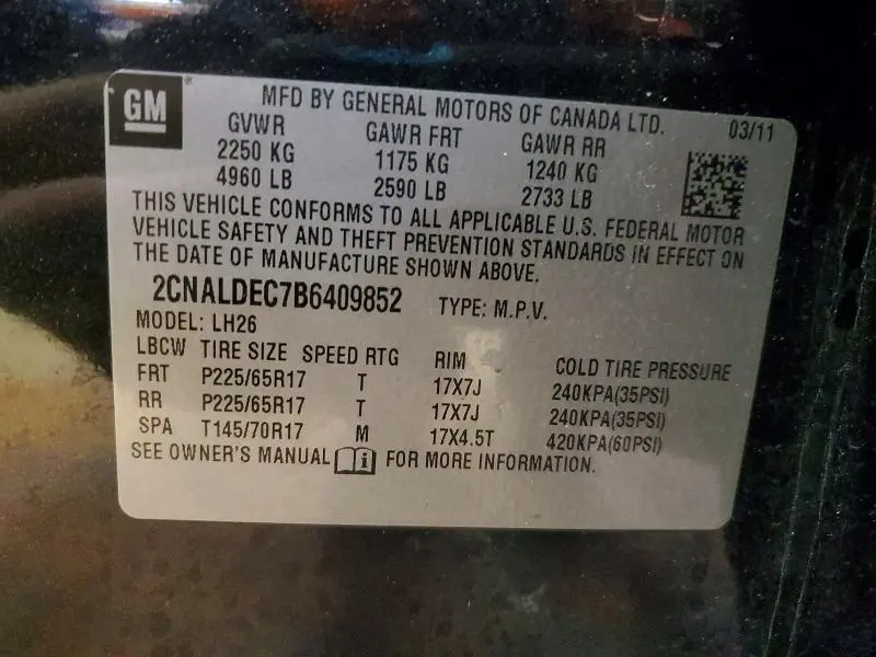 2011 CHEVROLET EQUINOX LT  