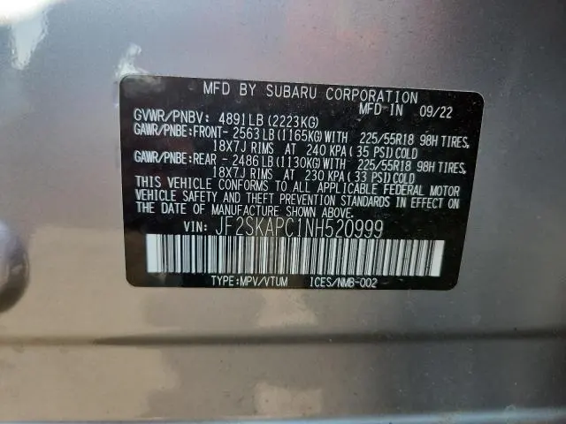 2022 SUBARU FORESTER LIMITED  