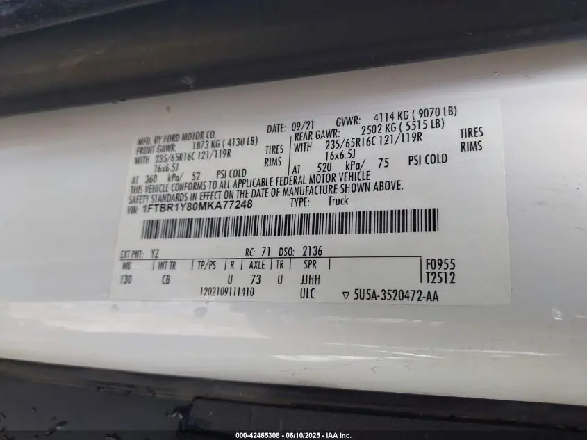 2021 FORD TRANSIT-250  