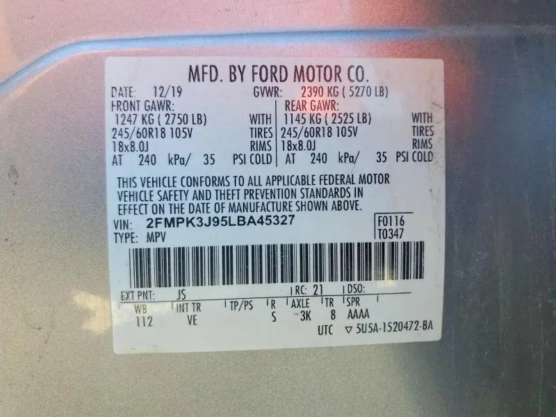 2020 FORD EDGE SEL  