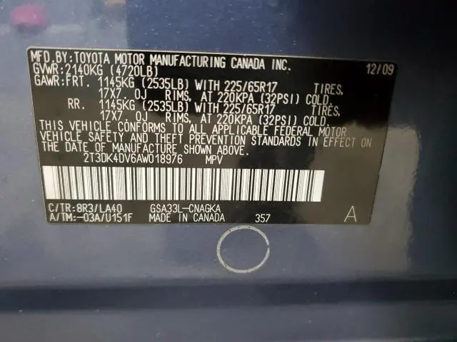 2010 TOYOTA RAV4 LIMITED  