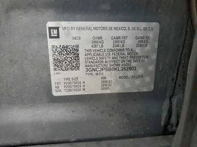 2019 CHEVROLET TRAX 1LT  