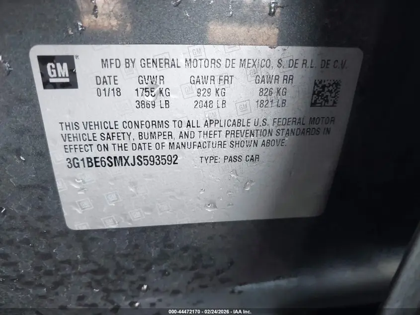 2018 CHEVROLET CRUZE LT AUTO