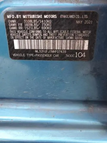 2021 MITSUBISHI MIRAGE G4 ES  