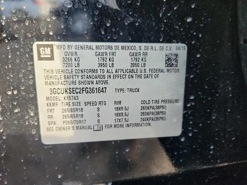 2015 CHEVROLET SILVERADO K1500 LTZ  