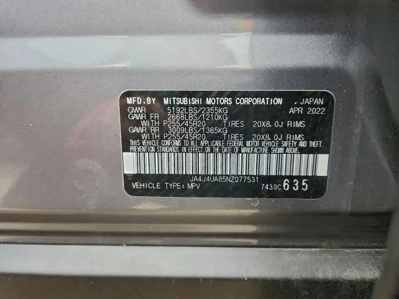 2022 MITSUBISHI OUTLANDER SE  