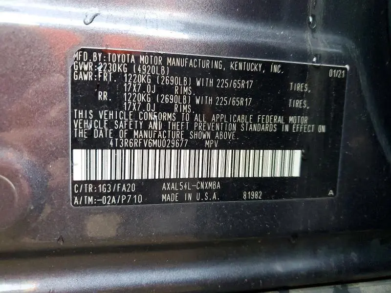 2021 TOYOTA RAV4 XLE  