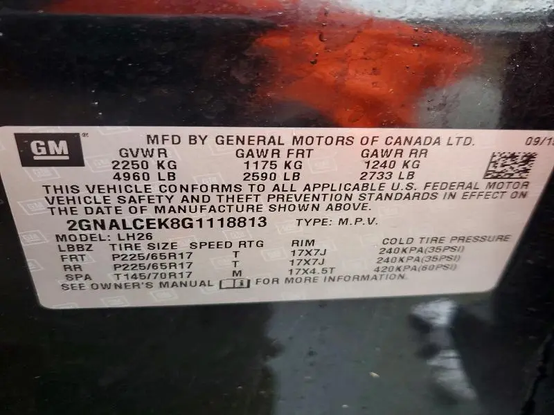 2016 CHEVROLET EQUINOX LT  