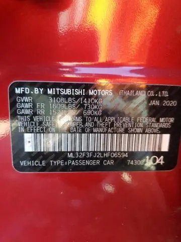 2020 MITSUBISHI MIRAGE G4 ES  